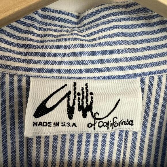 VTG Willi of California Womens M/L Blue White Striped Nautical Button Down Dress - Picture 11 of 13